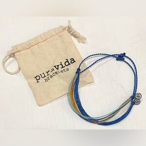 Pura Vida Blue/Orange Original String Bracelet Set Boho Coastal Beach Classic